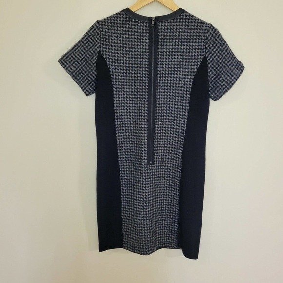 J Crew Wool Black And Gray Houndstooth Career Dress Size 6 Exposed Zipper - Picture 6 of 8